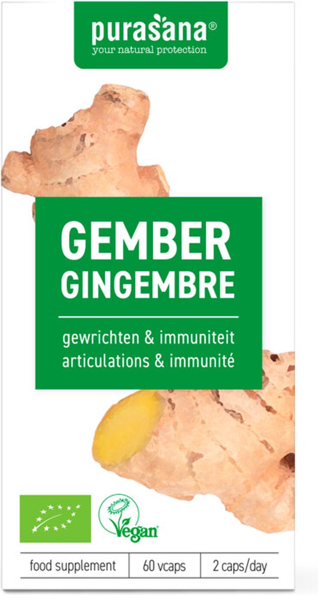 Goedkoopste Purasana Gember vegan bio 60 Vegetarische capsules