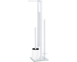 WENKO Toiletbutler Rivalta wit - Toiletborstel met houder, Toiletrolhouder en Reserverolhouder vrijstaand