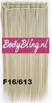 Clip in hair extensions 1 baan straight blond - F16/613