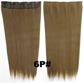 Clip in hairextensions 1 baan straight bruin 6P#