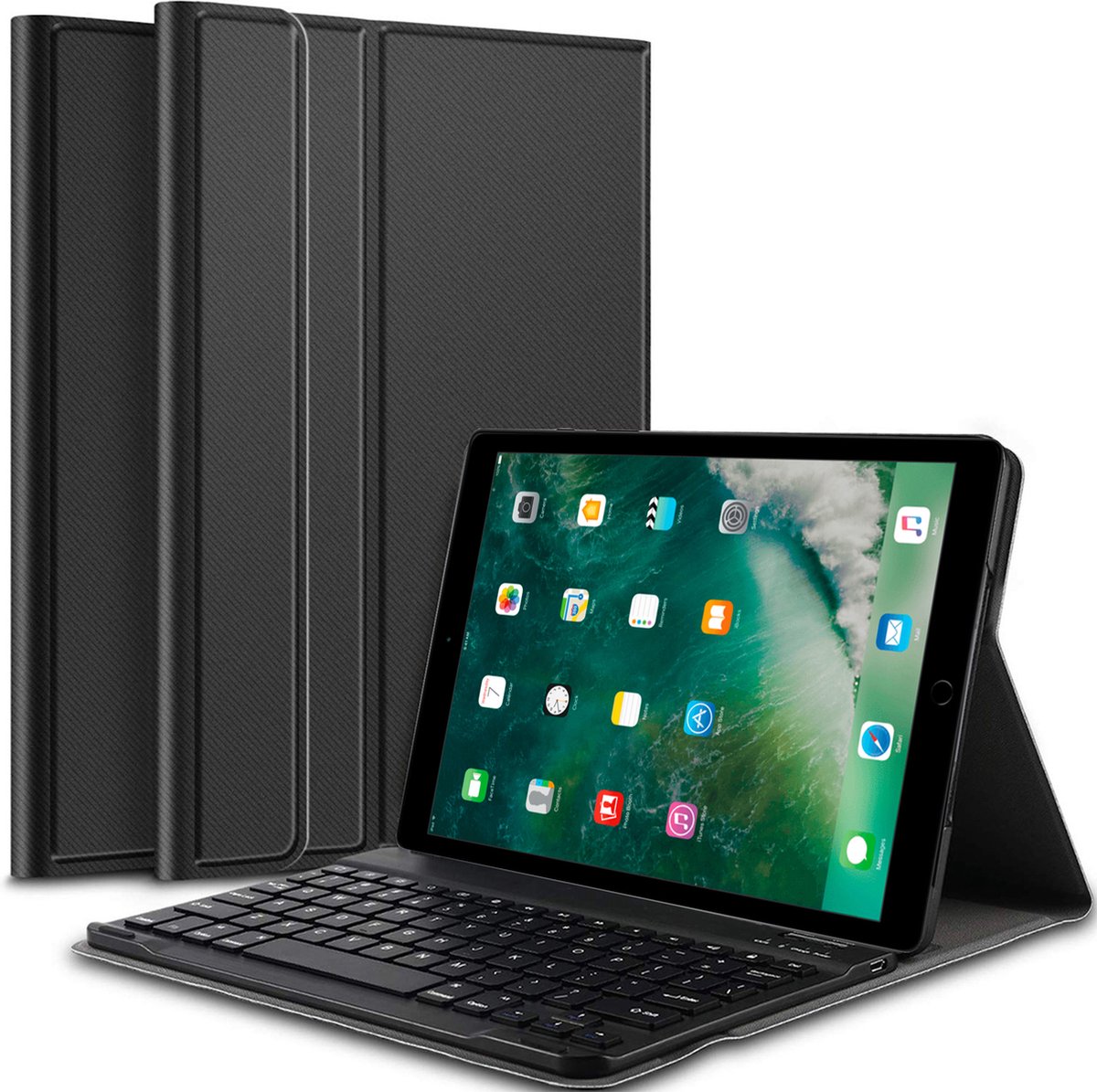 Hoes met toetsenbord geschikt voor iPad Pro 12.9 - 2015 / 2017 - Keyboard Book Case Cover Hoesje Zwart