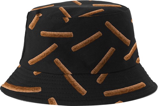 Bucket Hat - Vissershoedje - Hoedje - Heren - Dames - Frikandellen - Festival accessoires - Reversible - 58 cm - zwart