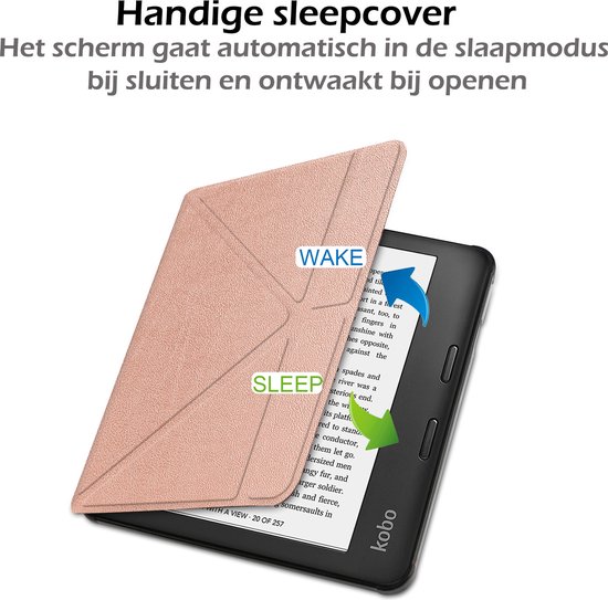 Hoesje Geschikt voor Kobo Sage Hoes Book Case Trifold - Hoes Geschikt voor Kobo Sage Hoesje Book Cover - Rosé Goud van Hoesje  — afbeelding 4