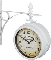 Horloge de gare Relaxdays - horloge vintage avec chiffres - horloge murale New York - double face - blanc