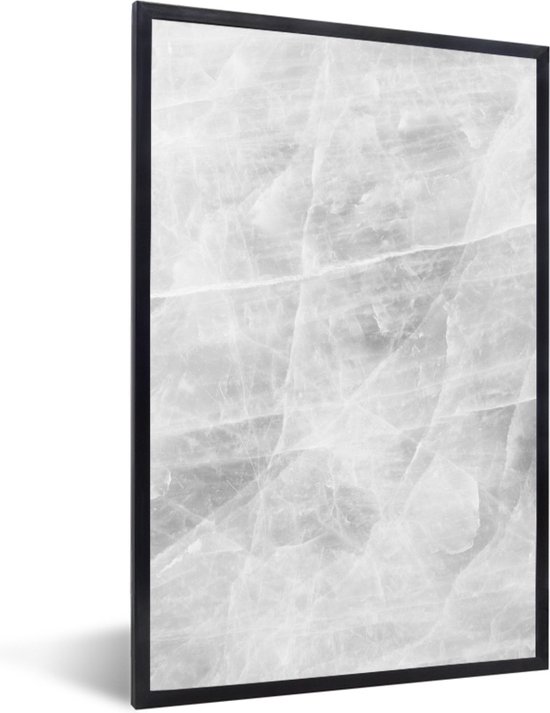 Fotolijst incl. Poster - Marmer - Steen - Wit - Luxe - Marmerlook - 60x90 cm - Posterlijst