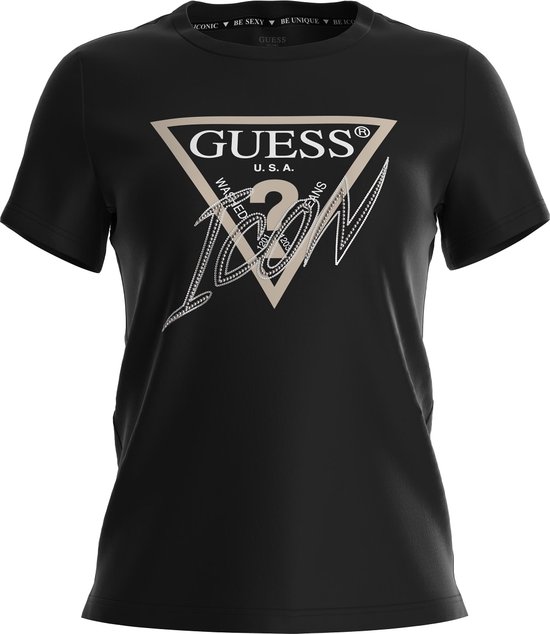 Guess SS CN Icon Tee Dames T-Shirt - Zwart - Maat L