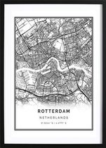 Rotterdam carte affiche (29,7 x 42 cm) - villes - affiche - Zwart Wit - impression - Wallified