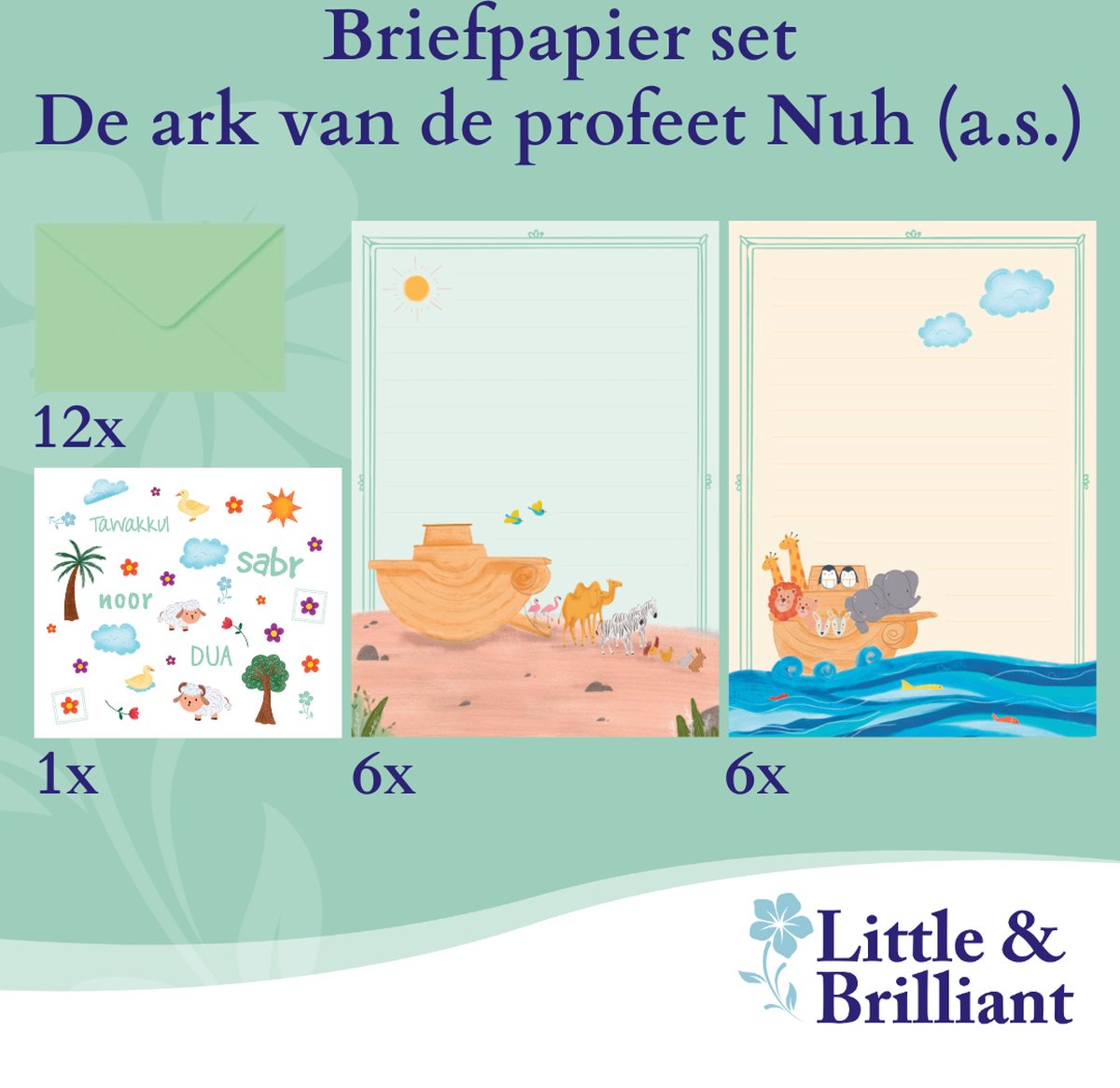 Briefpapierset paard voor meisjes briefblok met envelop voor kinderen (Block A5 met 25 vellen 15 enveloppen