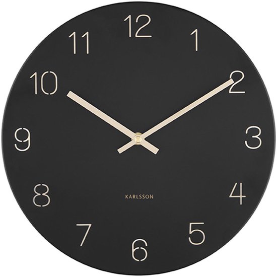 Wandklok Charm - Gegraveerde nummers - Zwart - Ø35cm