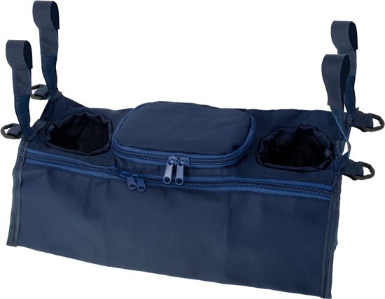 Ariko Kinderwagen organizer - buggy organizer - voor drinkfles - 4 zakken - ritssluiting - blauw van Ariko — afbeelding 2
