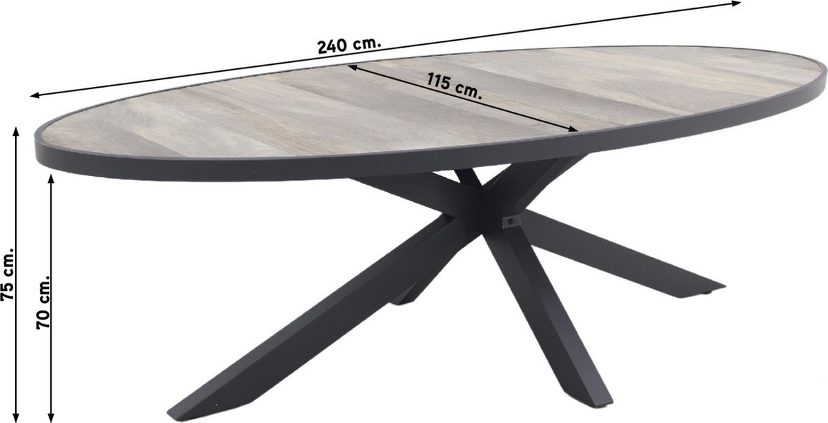 Hartman Salvatore/Silva salon de jardin ovale aspect bois 240x115 cm
