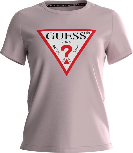 Guess SS CN Original Tee Dames T-Shirt - Low Key Pink - Maat L