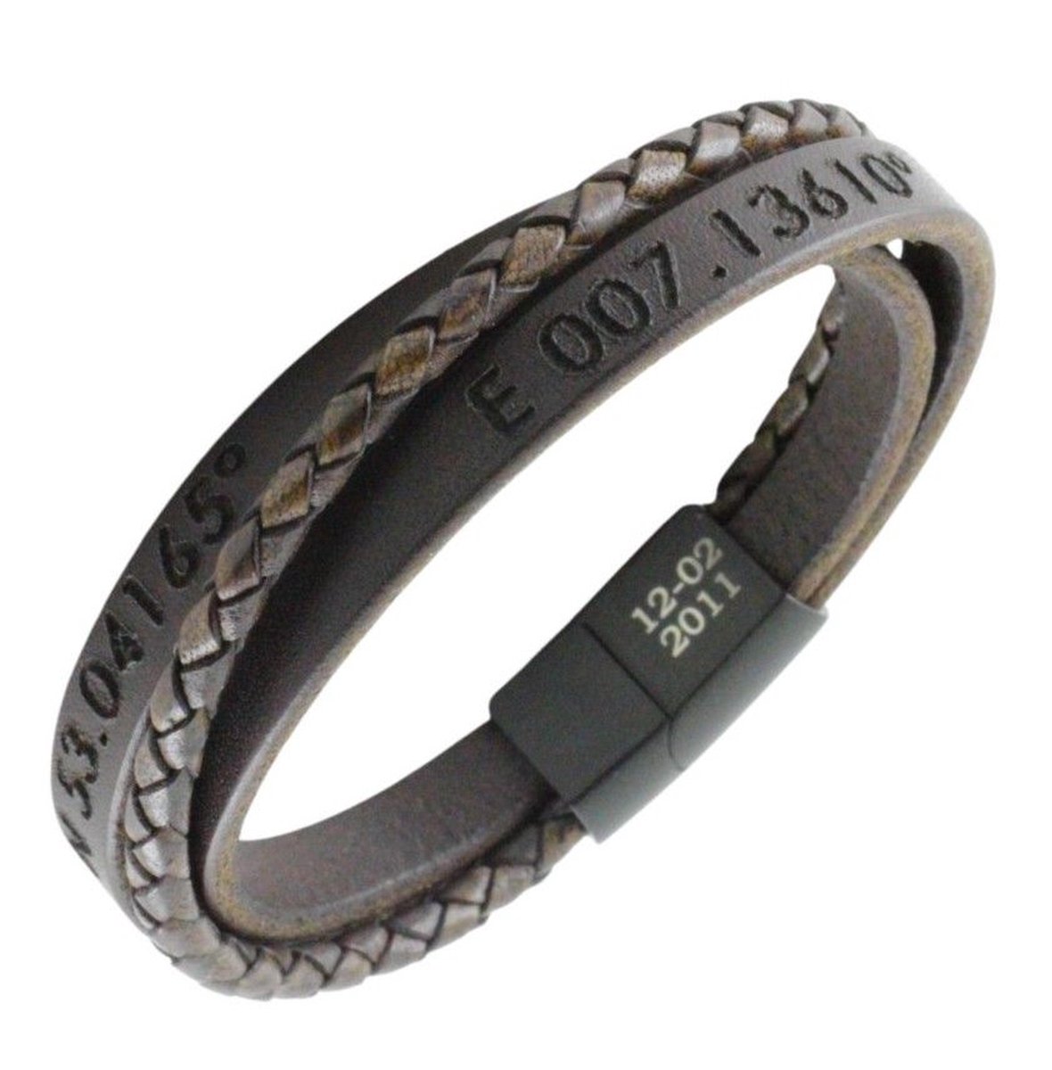 Armband heren - heren armband van leer bruin met personalisatie - Naam of tekst Graveren - Maatkleur: bruin- XXL - Papa armband- Vaderdag cadeau - verborgen tekst armband Armband Leren mannenarmbanden Gepersonaliseerde Armbanden voor mannen