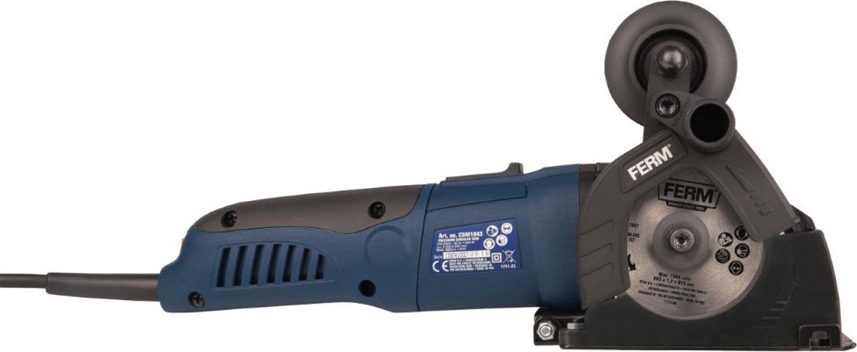 FERM - CSM1043 - Precisiezaag - Invalzaag - Mini-cirkelzaag - 500W - Ø85mm - Variabele snelheden - 3500 t/m 6500 tpm - Instelbare - zaagdiepte: - 22mm - Met: - 3 zaagbladen: - Kunststof - Hout - Keramiek - Zijgeleider - Stofzuigadapter - Koffer – foto 3
