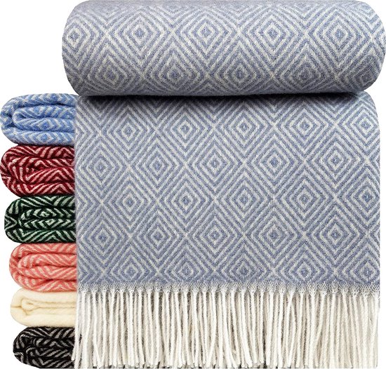 Wollen Plaid - STOCKHOLM - Lichtblauw (140x200cm) 100% Wol - Plaids.shop®