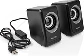 Speaker - PC - 2.0 - Jack 3.5mm - USB voeding - 2x3 Watt - Zwart - Allteq