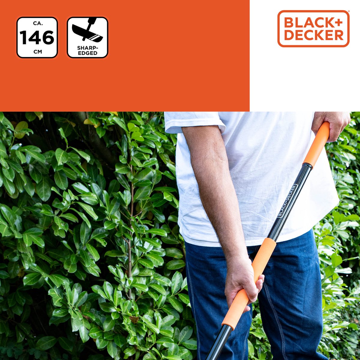 BLACK DECKER Double Hoe - 3 Prong and Heel - 30cm - Ergonomic Handle - Black/Orange BLACK DECKER Double Hoe - 3 Prong and Heel - 30cm - Ergonomic Handle - Black/Orange
