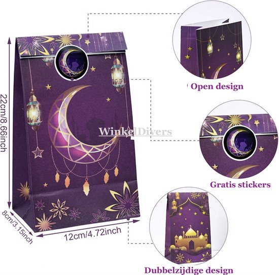 WD Eid Mubarak Goody bags 12 stuks Uitdeelzakjes Eid cadeau