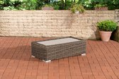 Loungetafel deluxe - Tuintafel rotan wicker - Eettafel - Buitentafel - Tuinmeubelen - Salontafel - Grijs - 110cm