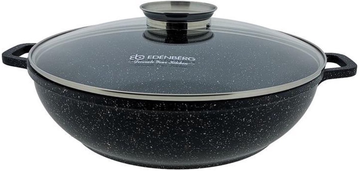 Edënbërg Stonetec Line - Wokpan Keramisch - Ø 28 cm - 3.3l - 3-laags anti-aanbaklaag