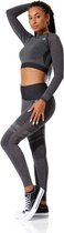 Vêtement de sport femme - Ensemble de sport - Perméable à l'air - Legging de sport - Crop top - Zwart Melange - Taille S