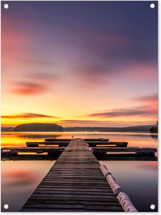 Foto: Tuinschilderij steiger zonsondergang water zee reflectie 60x80 cm tuinposter tuindoek buitenposter