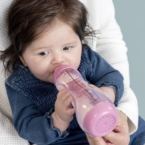 Difrax Handgreep Babyfles 240 ml Natural - Anti-Colic – Roze – 1 stuk - Difrax