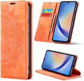 Casemania Coque pour Samsung Galaxy A34 5G Sunset Orange - Mandala Wallet Book Case