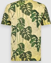 Twinlife Heren Tee Crew Allover Print Leaf - T-Shirts - Wasbaar - Ademend - Groen Geel - M