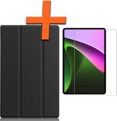 Hoes Geschikt voor Xiaomi Pad 5 Hoes Tri-fold Tablet Hoesje Case Met Screenprotector - Hoesje Geschikt voor Xiaomi Mi Pad 5 Hoesje Hardcover Bookcase - Zwart.