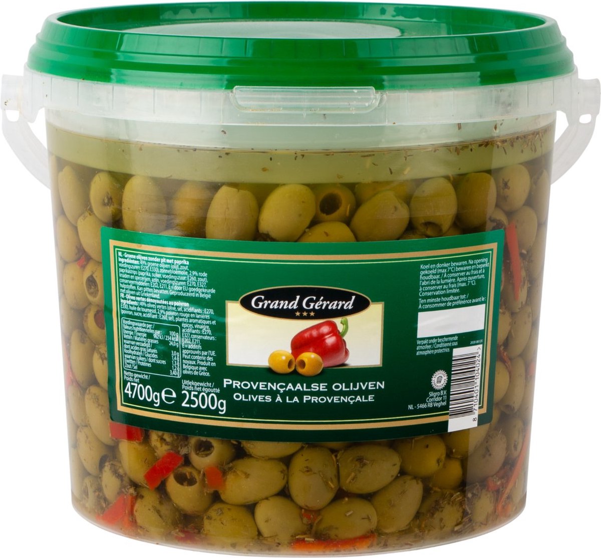 Grand Gerard groene olijven Provençaals - zonder pit - grootverpakking 4,7 kilo