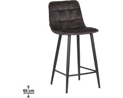 LABEL51 Jelt Barkruk - Grijs - Velvet - Laag - Kruk -