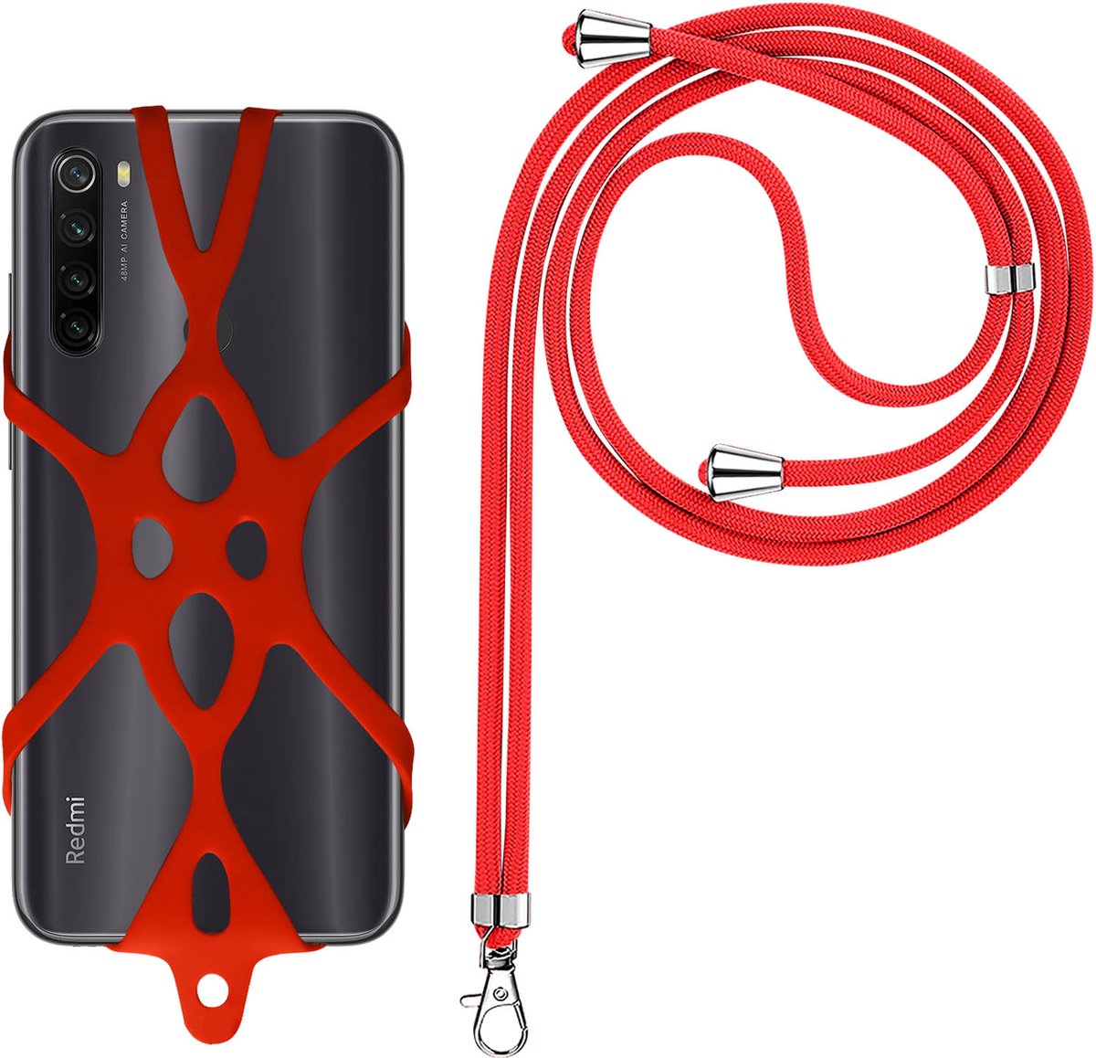 Smartphone Koord met Siliconen Universeel Verstelbaar 90cm Rood