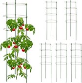 Lot de 6 supports pour plantes Relaxdays - 90 cm de haut - aide aux vrilles - anneaux réglables - vert
