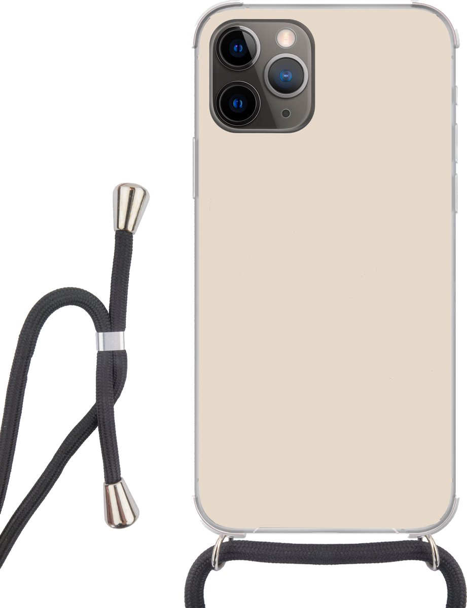 Telefoonkoord - Telefoonketting - Telefoonhoesje Geschikt voor iPhone 13 Pro - Beige - Effen kleur - Siliconen - Crossbody - Telefoonhoesje met koord Telefoonhoesje