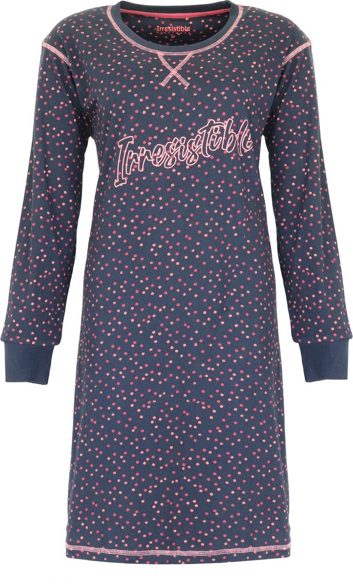 Irresistible Dames Nachthemd - 100% Katoen - Donker Blauw