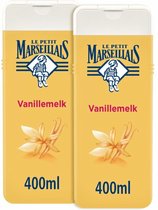 Le Petit Marseillais Crème de Douche Extra Douce Lait de Vanille BIO, pH neutre pour la peau et testée sous contrôle dermatologique, 2x400 ml