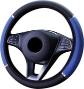 Kasey Products- Stuurhoes Auto - Voor 37-38 cm Stuurwiel - Blauw met zilverkleurige rand