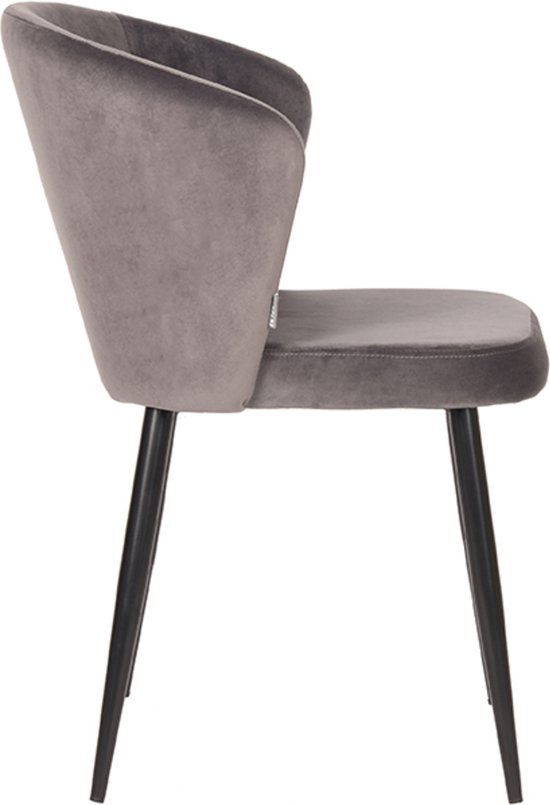 LABEL51 Chaise de salle à manger Wave - Grijs - Velours