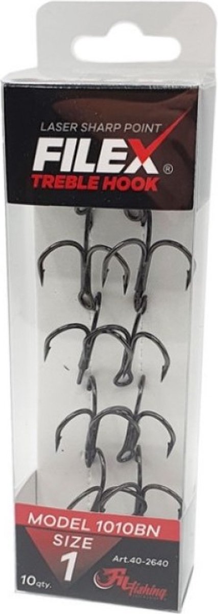 Filex Treble Hook - Haakmaat #10 - 10 stuks - Zwart - Roofvis Dreggen - Dreghaak voor Roofvissen - Kunstaas & Doodaas Haak