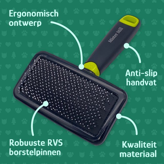 Mister Mill Professionele Slicker L 12 cm - Hondenborstel - Kattenborstel - Hondenkam - Kattenkam