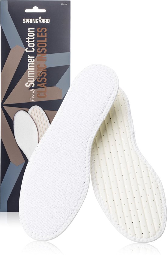 Springyard Classic Summer Cotton - Semelle intérieure en tissu éponge - garde les pieds au sec et au frais - absorbe l'humidité - prévient les odeurs - confort supplémentaire - pointure 44 - 1 paire