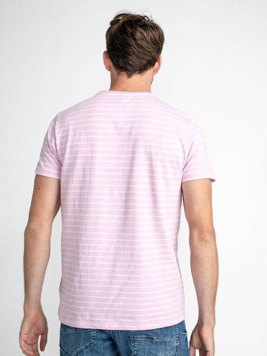 Petrol Industries - Heren Striped T-Shirt - Roze - Maat XXL