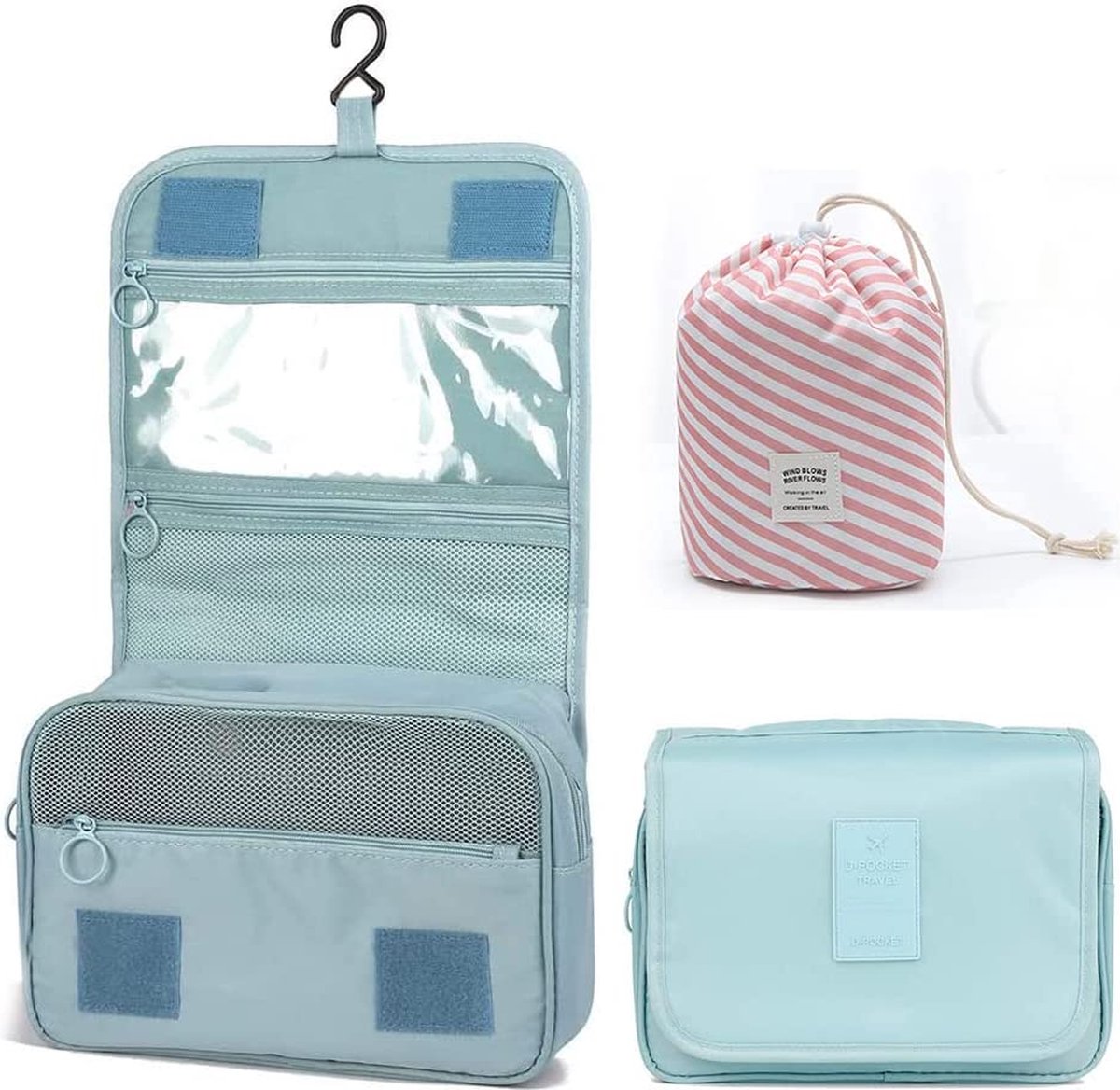 Trousse De Toilette De Voyage Suspendue – Vert, Imperméable, Unisexe, Grand Format