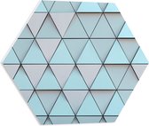 PVC Schuimplaat Hexagon - Geometrisch Ruit Patroon in Blauwe Kleur - 50x43.5 cm Foto op Hexagon (Met Ophangsysteem)
