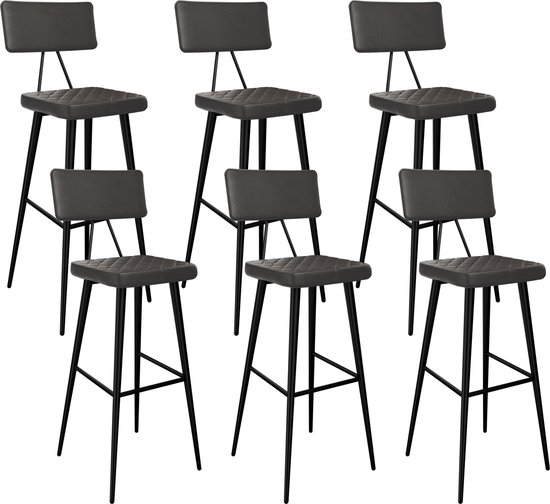 LANTUS Kruk van kunstleer, 4 stuks, hoge keuken, in hoogte verstelbaar, barkruk met rugleuning, kunstleer, kunststof, hoge stoelen, draaibare kruk voor studio, werk, kantoor