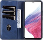 AZNS Samsung Galaxy A54 Case Wallet Book Case Simili Cuir Blauw
