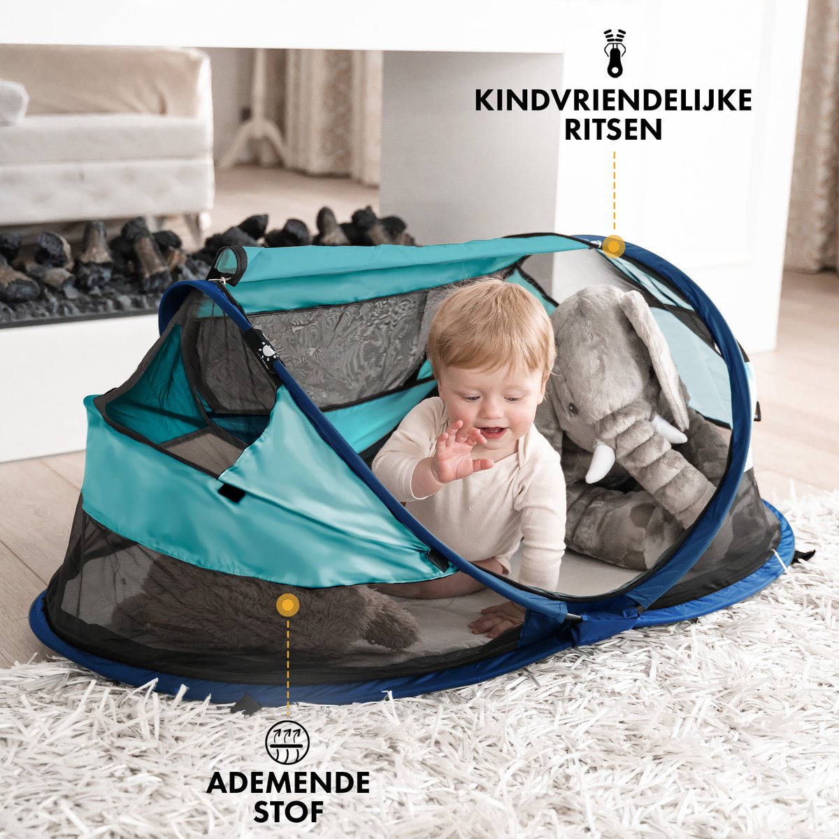 zebra Klacht lezing Deryan Baby Luxe Campingbedje – Inclusief zelfopblaasbare matras - Ocean |  bol.com