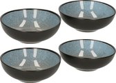 Svenska living tapas schaaltjes - 4x - zwart/grijsblauw - aardewerk - 12 x 4 cm