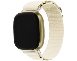 Nylon bandje - geschikt voor Fitbit Versa 4 / Sense 2 - ivoorkleurig